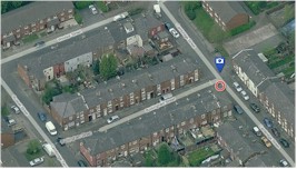  aerial view of Sabrina's childhood 
home